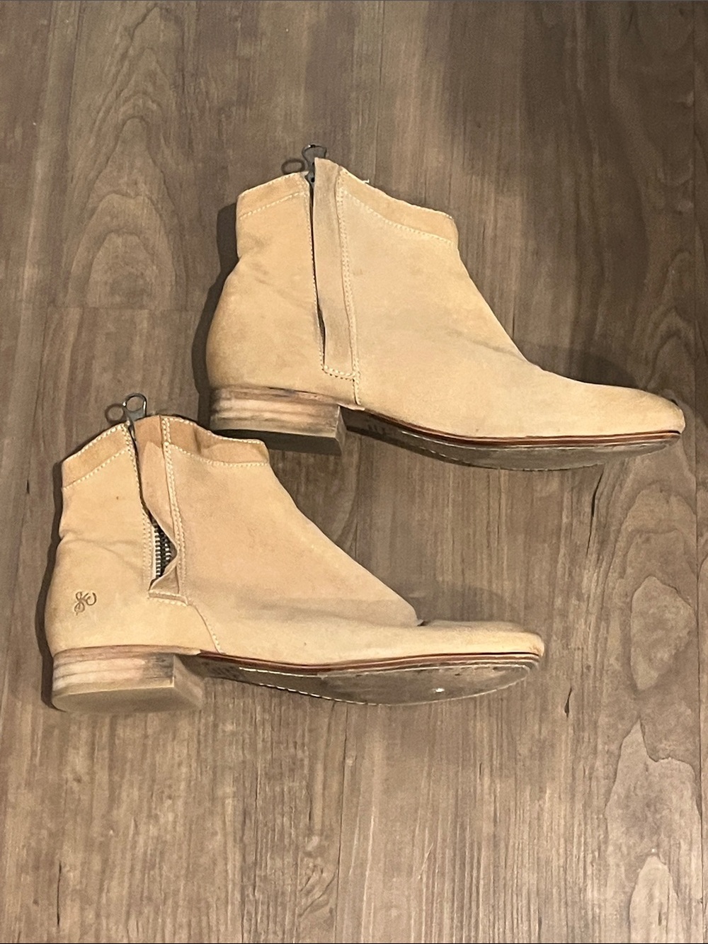 Sam Edelman Tan Suede Side-Zip Ankle Booties